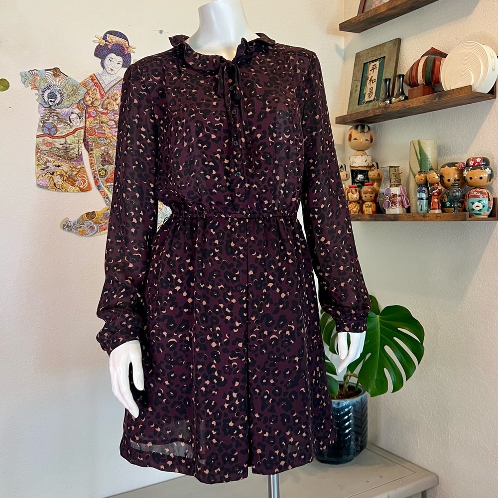 Ann Taylor LOFT Purple Cheetah Animal Print Dress
